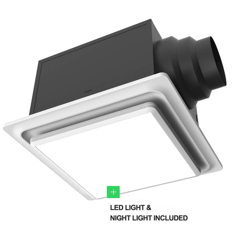 Whisper Quiet Ceiling Vent Fan With LED Light And Nightlight, 80 CFM, Energy Star, 0.3 Sones, 3000K 800 Lumens LED