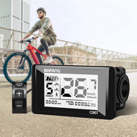 C961 Ebike Display For BBS01B BBS02B BBSHD Mid Drive Motors With PAS UART Protocol, 2.7 Inch HD Screen, 0 To 3 0 To 5 0 To 9 Assist Levels, Easy Readouts, Electric Bike Computer, Durable Backlit Display For Night Rides