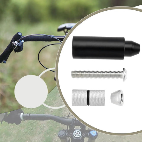 Aluminum Bar End Extender For 15-20mm Ported Handlebars 91x22mm with mounting components on black handlebars