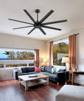 Beefy 72 Inch No Light Ceiling Fan With Remote Control Quiet DC Motor 8 Reversible Blades For Indoor Outdoor Use Industrial Black