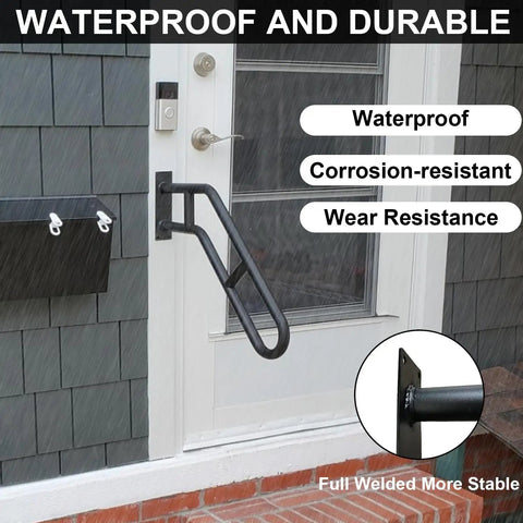 Upgraded Stair Handrails For One To Three Steps Wall Mounted Safety Grab Bar with matte finish in outdoor setting