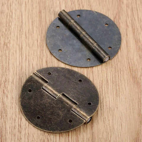 2 Pack 60mm Antique Bronze Round Door Butt Hinges For Wood Boxes And Cabinets Vintage Jewelry Chest Suitcase And Furniture Fittings