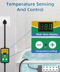 Immersion Water Heater 1800W 120V with digital thermostat, real-time temperature display, and heavy duty cord in bathtub setup