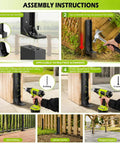Assembly instructions for Heavy Duty Fence Post Repair Kit For Leaning Wooden Supports in multi-scenario applications.