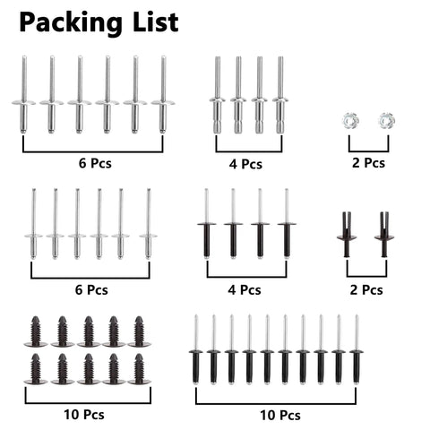 Golf Cart Rivet Kit For EZGO TXT 1994 And Later Complete Body Hardware Set showing rivets and fasteners layout