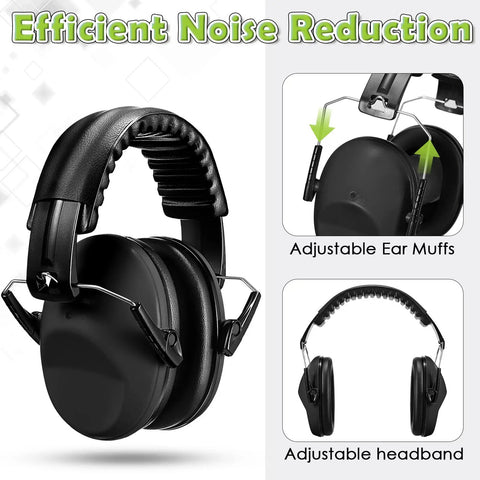 3 Pack Kids Noise Reduction Headphones For Ear Protection Earmuffs 27dB Foldable Lightweight Comfort Fit For Autism Toddlers Black