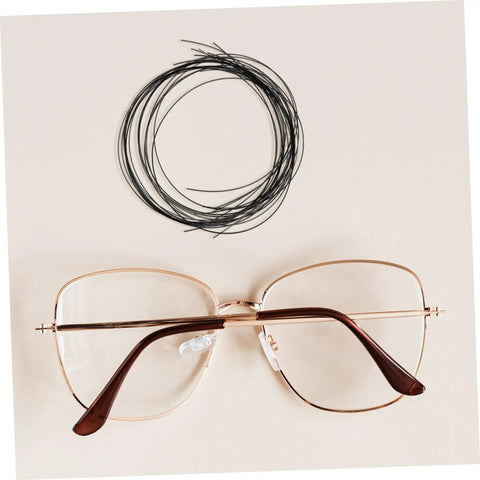 Eyeglasses Repair String For Half Frame Glasses Easy Quick Fix Tool with scratch resistant eyewear cord and glasses shown.