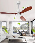 52 Inch Ceiling Fan With Lights Remote Control Quiet Reversible DC Motor Outdoor Patio Fan For Living Rooms And Bedrooms Modern Style With Sleep Timer And Dope Multi Speed Settings mounted in a modern living room