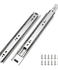 Heavy Duty 14 Inch Drawer Slides Pair Side Mount 100 LB Capacity Built Tough With Zinc Plated Cold Rolled Steel Anti Rust Corrosion For Long Lasting Smooth Operation, with screws