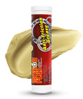 White Lithium Complex NLGI 2 High Temp EP Multi Purpose Grease 14 Oz Tube with anti-friction label and beige grease texture
