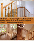 Top Shelf Straight Up Red Oak Arc Handrail For Indoor Staircases And Exterior Porches Featuring Hella Smooth Finish And Heavy Duty Assembly For Quick Weekend Renovations at stair landing with vertical balusters.