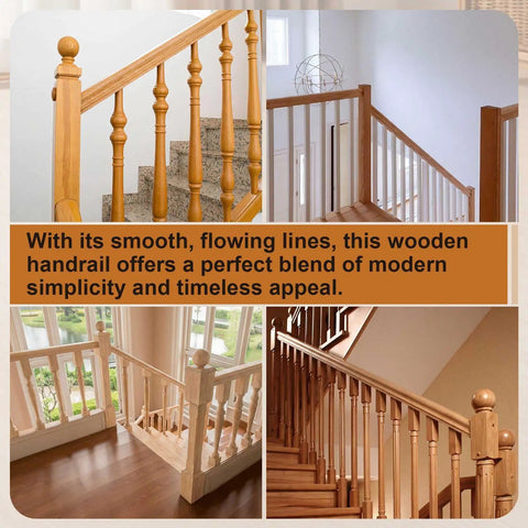 Top Shelf Straight Up Red Oak Arc Handrail For Indoor Staircases And Exterior Porches Featuring Hella Smooth Finish And Heavy Duty Assembly For Quick Weekend Renovations at stair landing with vertical balusters.