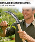 Hand Hoe Sickle For Weeding And Cultivation, Japanese Style Garden Tool in use for pruning, 13.7 Inch Total Length