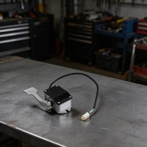 Heavy Duty Metal Throttle Foot Pedal For Golf Cart And Electric Vehicle Works Like A Dream With Ip55 Waterproof Seal And 0 To 5K Ohm Output straight upgrade on a workbench.