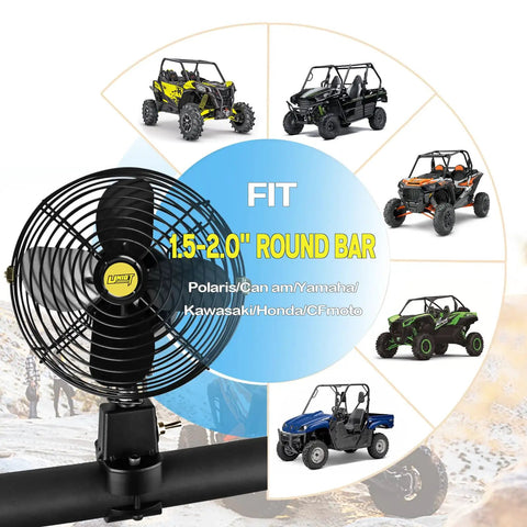 Overhead 6 Inch UTV Cooling Fan With 12V Power For Roll Cage Mount Fits Polaris RZR Can Am Maverick X3 Honda Talon Kawasaki SXS