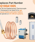 36-inch copper furnace thermocouple with adapter fittings for Resideo/Honeywell 30 mV pilot systems
