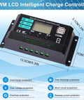 PWM LCD Solar Charge Controller for 20W Monocrystalline Solar Panel Kit With 12V 10A Battery Maintainer And Charge Controller
