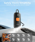 Portable Tire Inflator Air Compressor With Digital Pressure Gauge Auto Shutoff 160 Psi for Cars Trucks on car hood