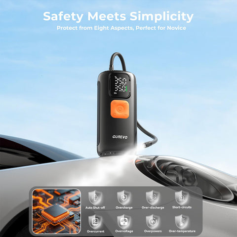 Portable Tire Inflator Air Compressor With Digital Pressure Gauge Auto Shutoff 160 Psi for Cars Trucks on car hood