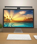 Monitor Light Bar For Eye Care With CRI 90, USB Powered Reading And Task Lamp, shown on desktop monitor, space saving design
