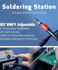 2 In 1 Soldering Iron Station And Hot Air Rework System With LCD Display, PID Temp Control, shown with soldering iron and control panel