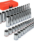 Forty Seven Piece One Quarter Inch Drive Socket Set With Deep And Shallow Sockets Beefy SAE 5/32 To 9/16 And Metric 4 To 15mm in case