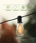 Outdoor String Lights 200 Ft Waterproof Patio Lighting With 102 ST38 Shatterproof LED Bulbs in rainy weather