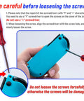 Ultimate 18 In 1 Joy Con Repair Kit For Nintendo Switch Not For Switch 2, using screwdriver on blue Joy-Con.