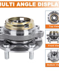 Front Wheel Hub Bearing Assembly Pair For 2007-2012 Nissan Altima 2.5L 4-Cylinder With ABS Sensor, multi-angle display