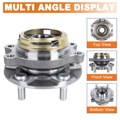 Front Wheel Hub Bearing Assembly Pair For 2007-2012 Nissan Altima 2.5L 4-Cylinder With ABS Sensor, multi-angle display
