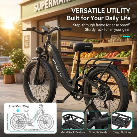 Powerful 2000W Peak Electric Mountain Bike With 864Wh Battery And Step Through Frame Delivers 40 To 80 Mile Range On Fat Tires