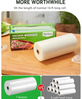 11 Inch By 150 Foot Food Vacuum Seal Roll With Cutter Dispenser For Any Vacuum Sealer Pro Grade BPA Free Bags on table