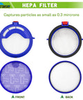 DC25 Ball Vacuum Filter Replacement Kit With 2 Pre Motor Filters And 2 Post Motor HEPA Filters Fits All DC25 Models showing HEPA filters front and back