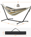 Double Hammock With Stand For Two People, Portable Indoor Outdoor Hammock Set with Desert Stripe design and carrying bag