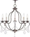 Chesterfield Five Light Chandelier In Hand Applied Venetian Golden Bronze Finish Traditional Style Ceiling Light With Steel Construction For Classic Dining Rooms And Foyers, showcasing elegant crystal detailing.