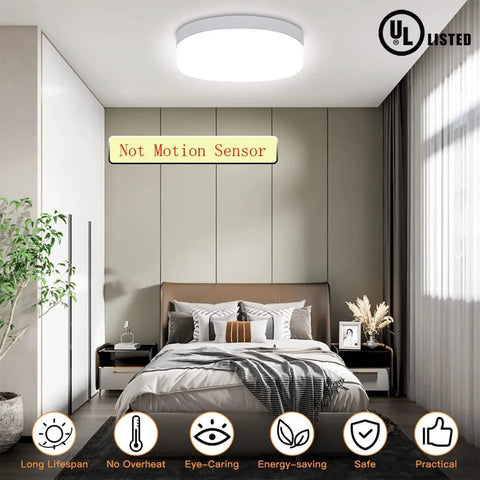 Bedroom with Remote Controlled Dimmable Flush Mount LED Ceiling Light, Modern Surface Mount Fixture For Closet, Bathroom, Entryway, Or Kitchen, Three Color Temperatures 3000K, 4000K And 6000K, Night Light, Auto Timer, Easy Install.
