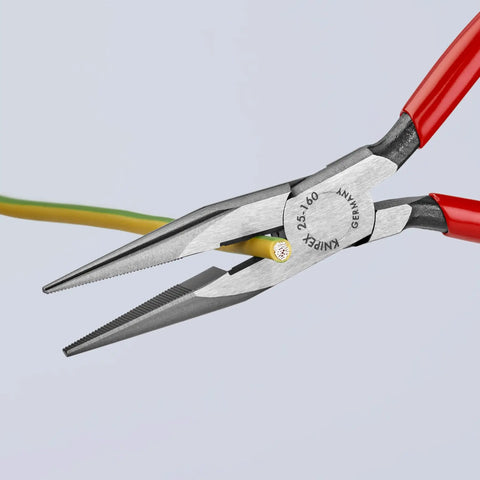 Long Nose Pliers With Cutter, 6-1/4 Inch, Pro Grade Workhorse For Tradesmen cutting wire, serrated jaws, red handles