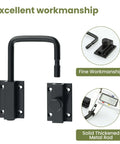4 Inch U Bolt Door Loop Lock Heavy Duty Security Latch Black Anti Theft Privacy Bolt with solid thickened metal rod