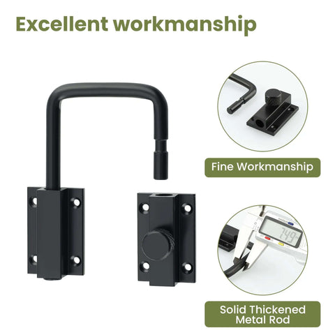 4 Inch U Bolt Door Loop Lock Heavy Duty Security Latch Black Anti Theft Privacy Bolt with solid thickened metal rod