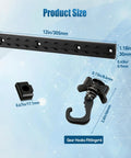 12 Inch L Track Tie Down System Kit, Heavy Duty Aluminum Cargo Track With 6 360 Degree Rotating Stud Fittings, dimensions labeled