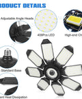 Two Pack 240W LED Garage Light With 24000 Lumens 6500K Daylight Eight Plus One Deformable Panels for E26 E27 Sockets