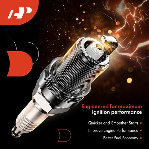 Iridium Platinum Spark Plugs for VW Jetta Passat Audi, close-up with spark shows ignition performance and fuel efficiency benefits.