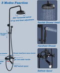 Matte Black Outdoor Shower Faucet Set With 8 Inch Rainfall Shower Head And Handheld Spray Luxury Shower System For Backyard