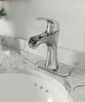 Jaida Single Handle Waterfall Bathroom Sink Faucet 1 Hole Chrome Finish with Pforever Seal, deck-mounted on marble countertop