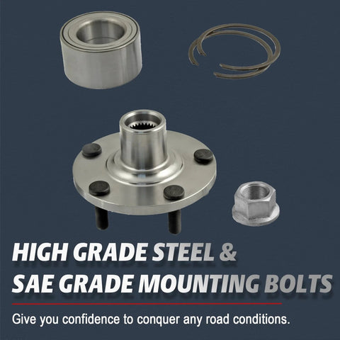 Components of Front Wheel Bearing And Hub Assembly Pair For 2000 To 2008 Nissan Maxima, 2002 To 2006 Nissan Altima, 2005 To 2006 Nissan X Trail