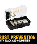 12 Piece Black And Gold Drill Bit Set With Premium Finish Impact Driver Bits For Metal Plastic And Wood in open black case