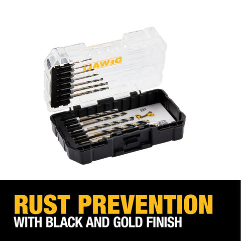 12 Piece Black And Gold Drill Bit Set With Premium Finish Impact Driver Bits For Metal Plastic And Wood in open black case
