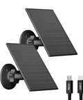 2 Pack Outdoor Solar Panel For Security Cameras With USB And USB C Charger IP65 Waterproof 360 Degree Adjustable Mount
