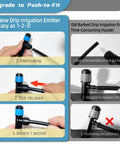 Comparison of Push To Fit One Quarter Inch Drip Irrigation Emitters Kit with quick setup versus traditional laborious installation.