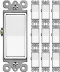 Single Pole Decorator Wall Switch For No Fuss Easy On Off, 15A 120 277V, Paddle Rocker Interrupter, UL Listed, White, 10 Pack